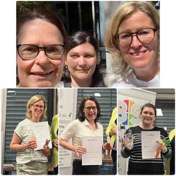 Das Team von Dilap zeigt freudig die Urkunden in die Kamera